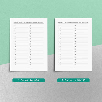 BUCKET LIST PACK – 100 Things I Want to Do Before I Die (English)